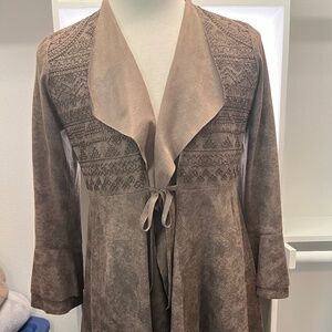 Duster Jacket with ruffles - Polyester but feels/looks suede -LARGE